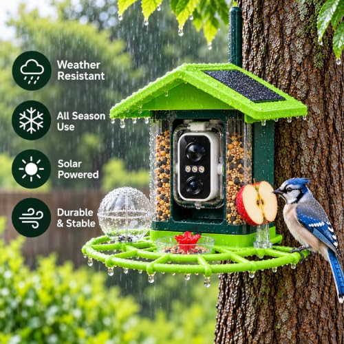 GoldenPluma Smart Bird Feeder with Camera – Solar Powered