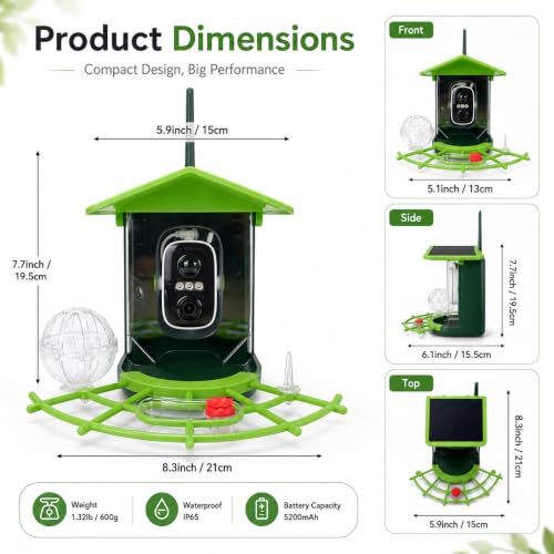 GoldenPluma Smart Bird Feeder with Camera – Solar Powered